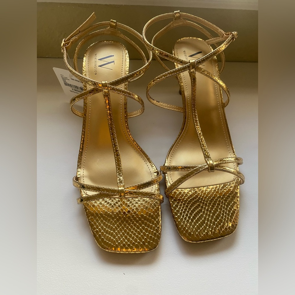Gold Snakeskin 3” Heels